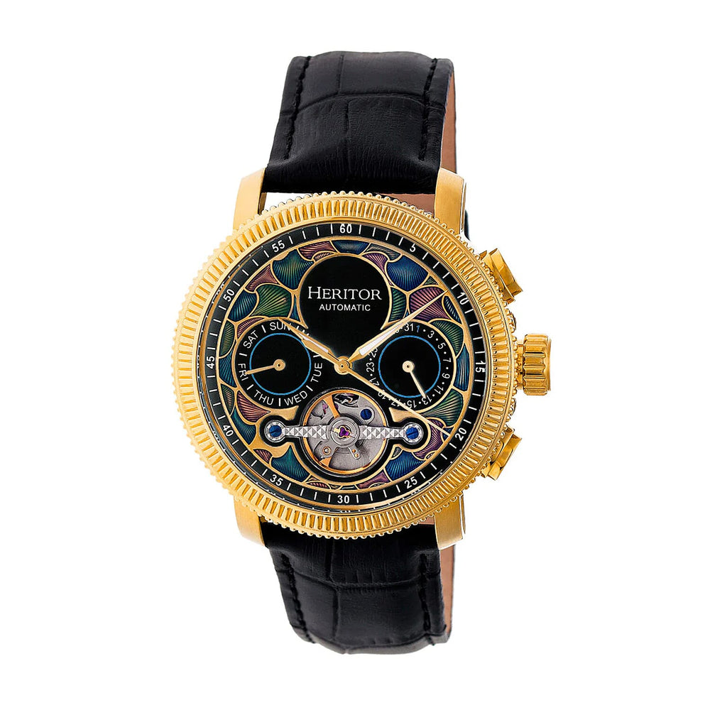 HERITOR Luciano Automatic Movt. 20ATM Water Resistant Green Dial Mens Watch with Silver Colour Stainless Steel Strap and Silver-Tone Case