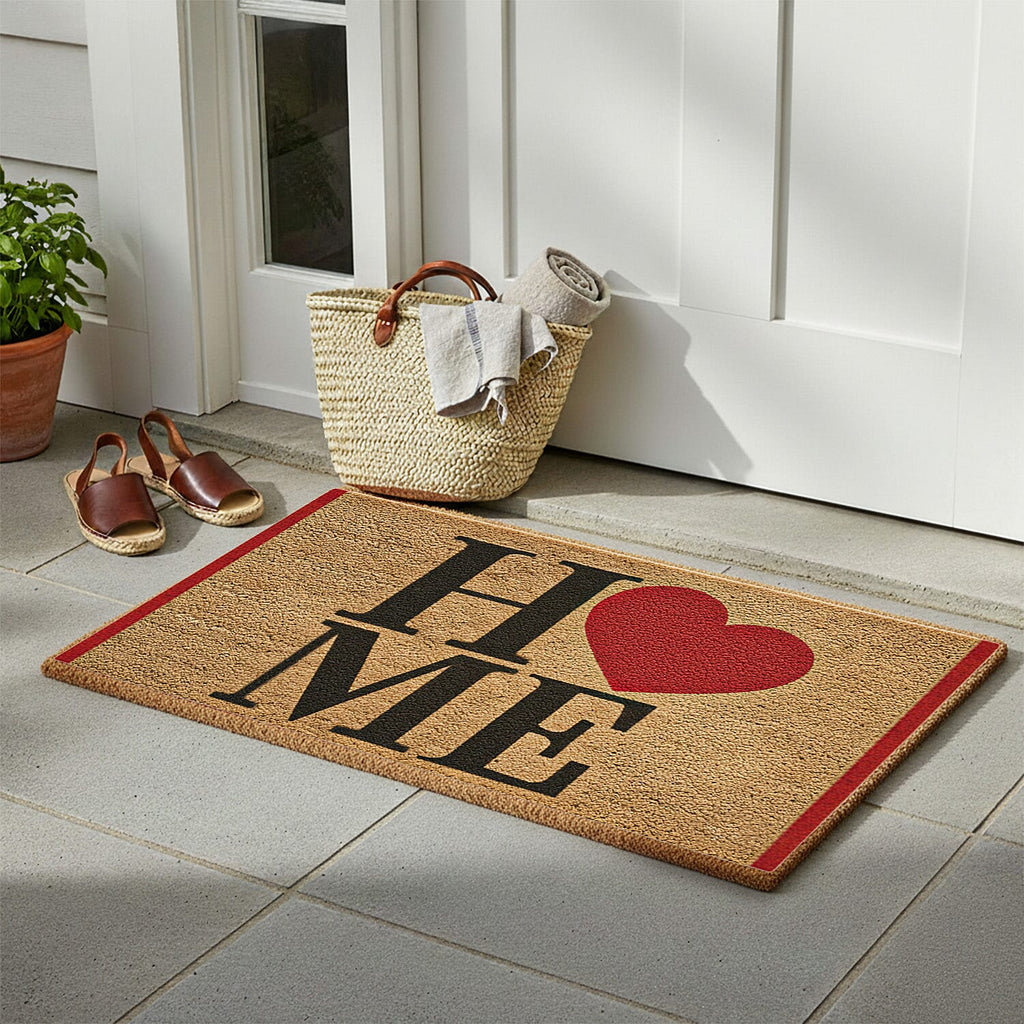 HOME Vinyl-Backed Coir Tufted Printed Doormat (45x75cm) - Brown