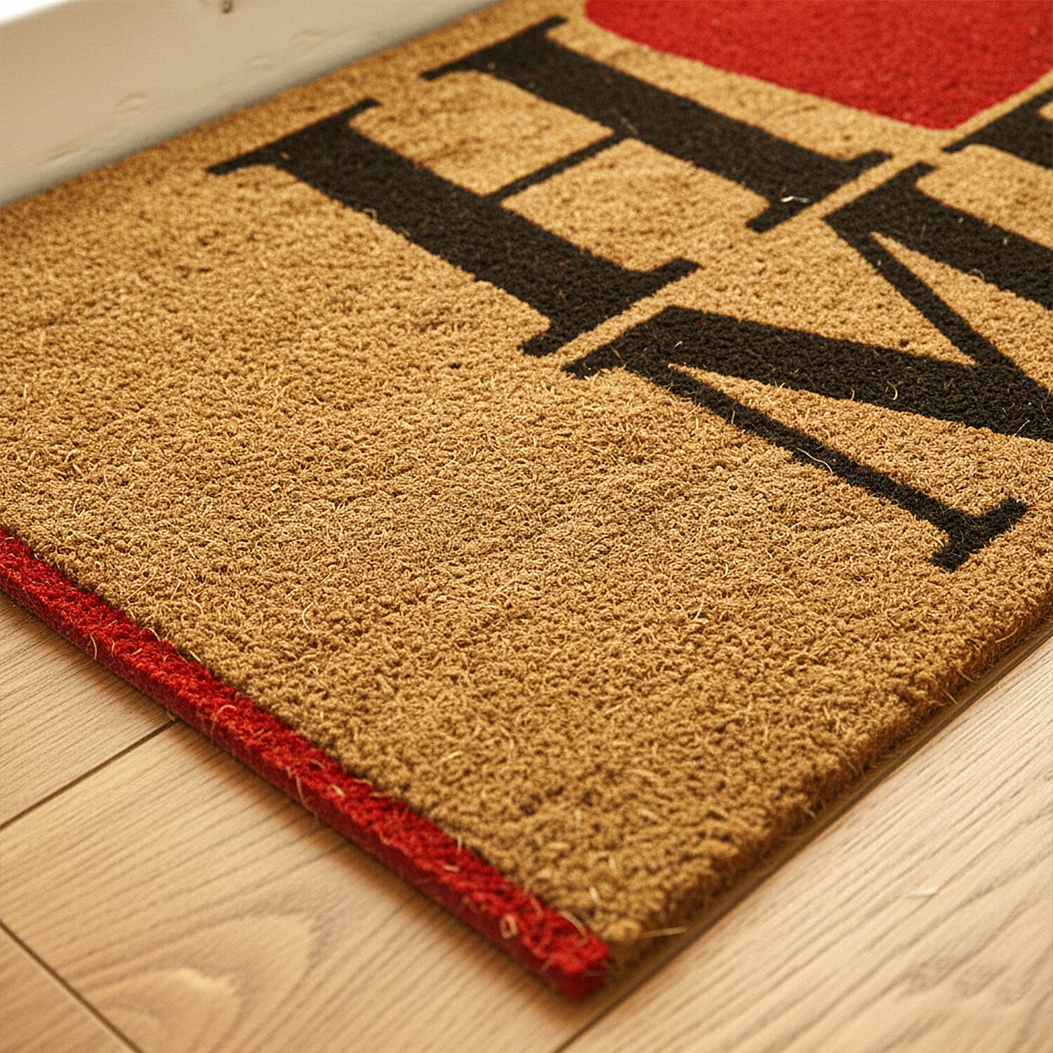HOME Vinyl-Backed Coir Tufted Printed Doormat (45x75cm) - Brown