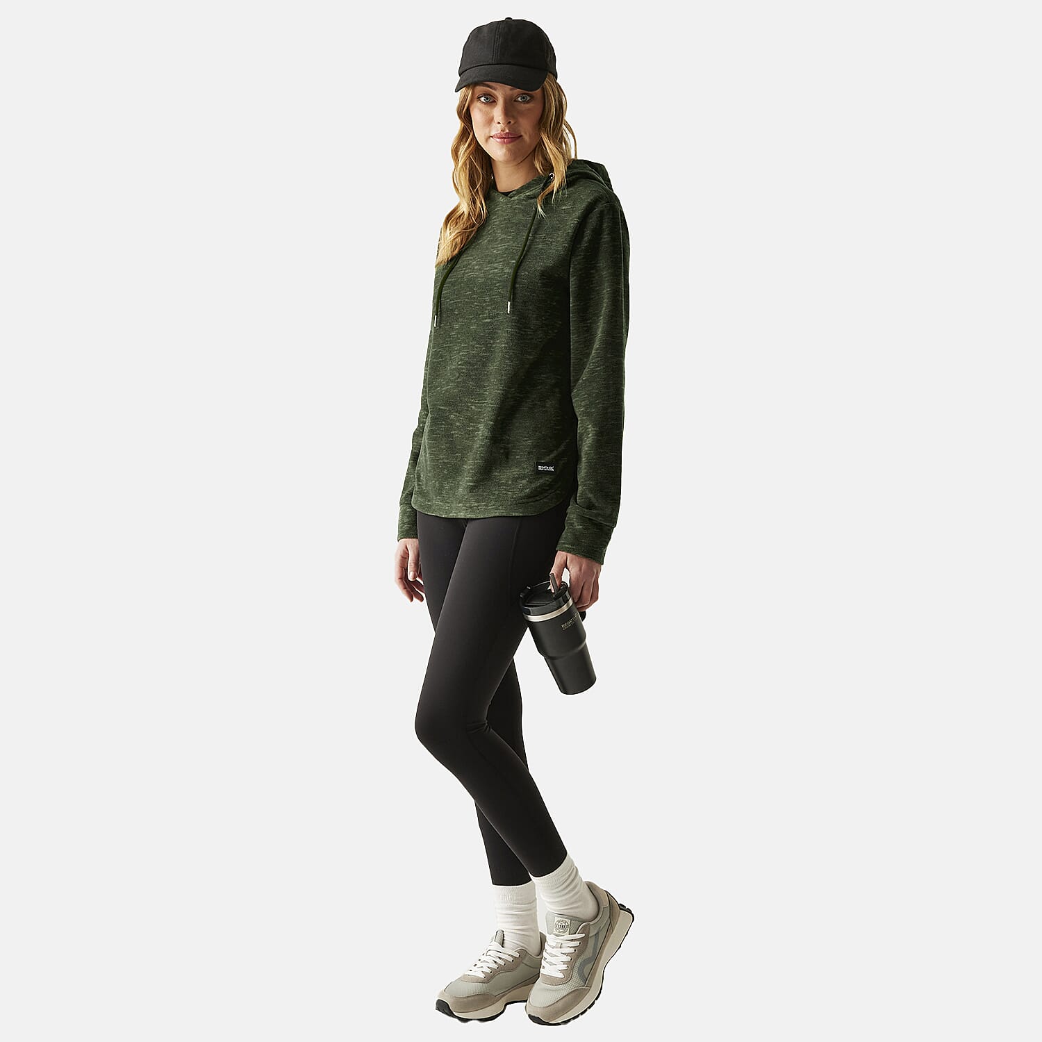 Regatta Womens Marl Fleece Hoodie (Size 16) - Dark Khaki