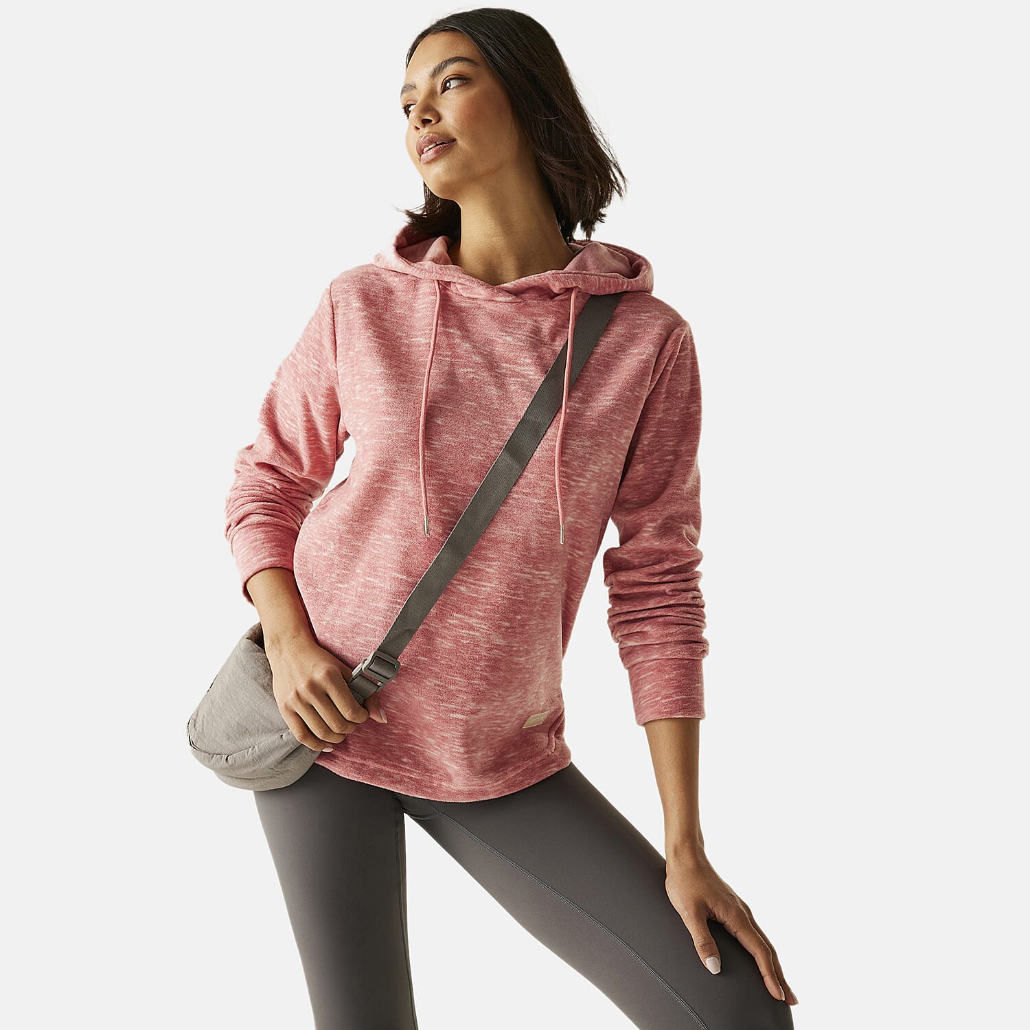 Regatta Womens Marl Fleece Hoodie (Size 12) - Dusty Rose