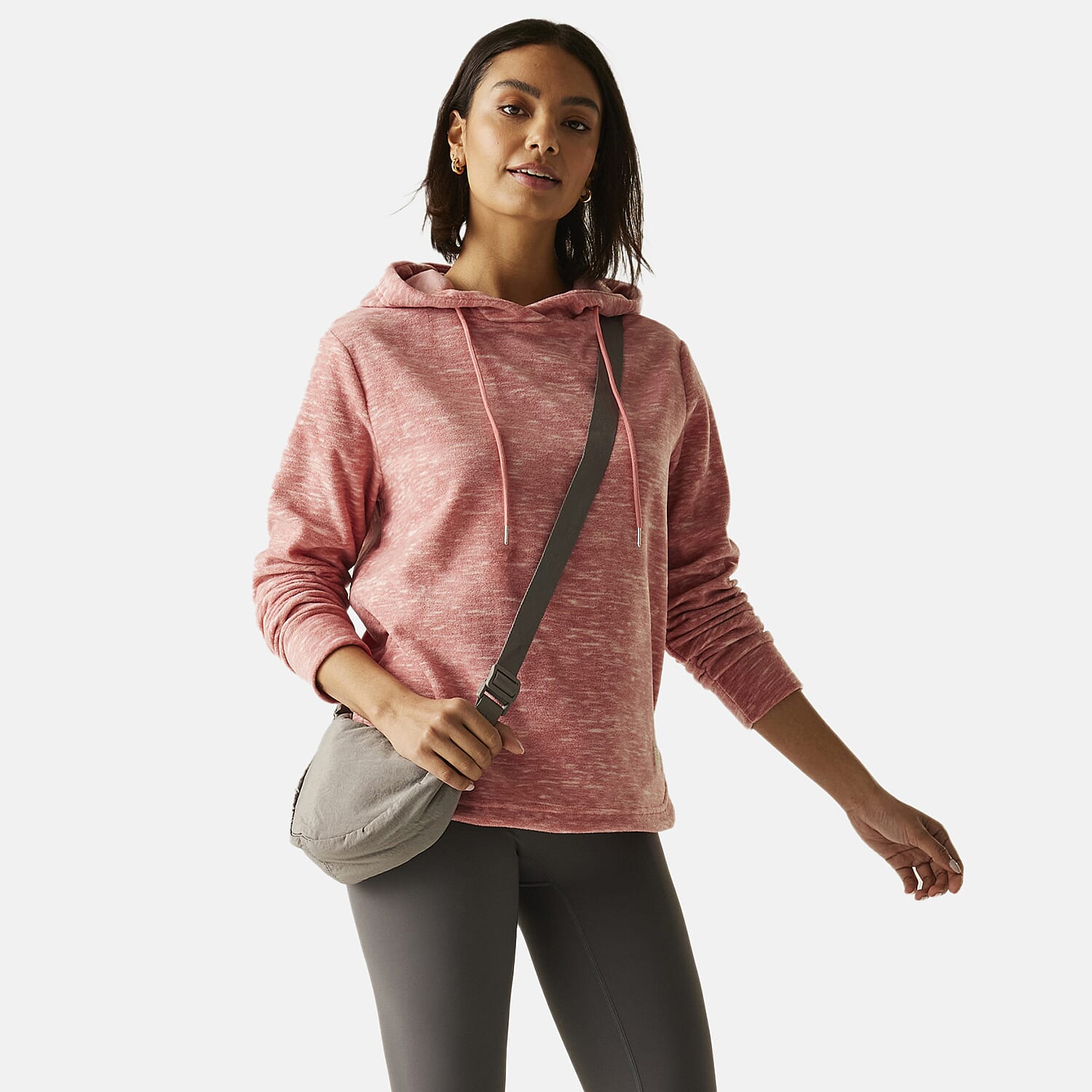 Regatta Womens Marl Fleece Hoodie (Size 22) - Dusty Rose