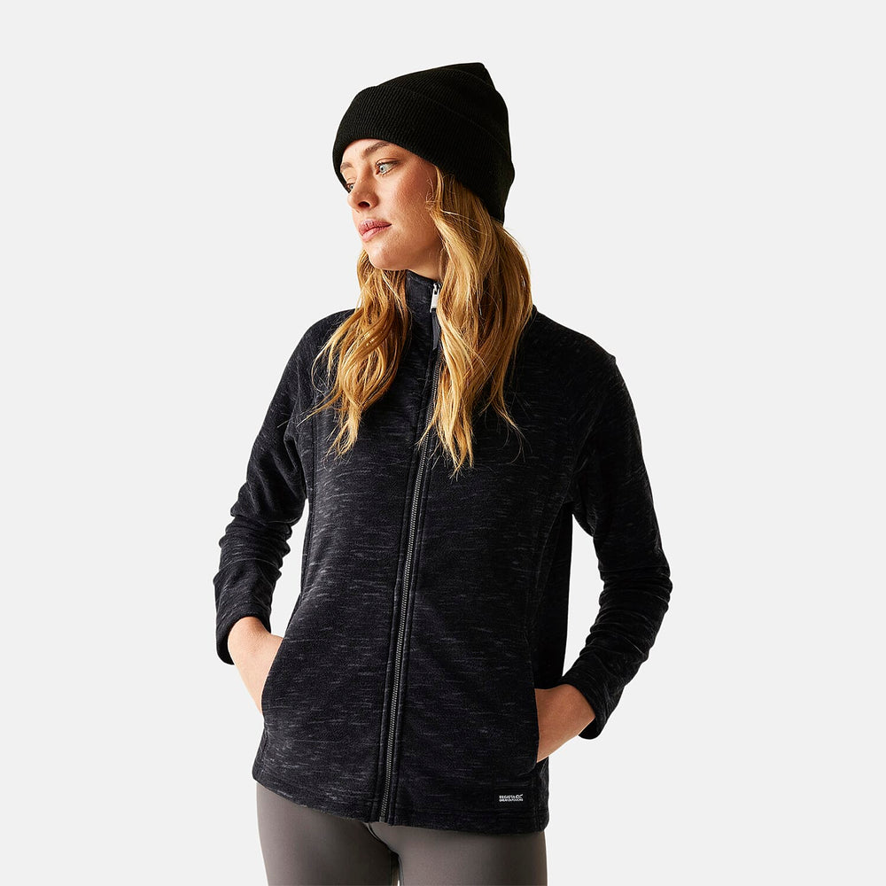 Regatta Womens Marl Knit Full-Zip Fleece (Size 16) - Black
