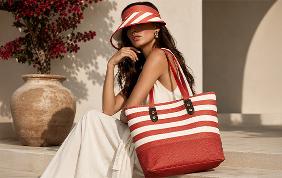 Beach Ready Nautical Tote & Hat Set