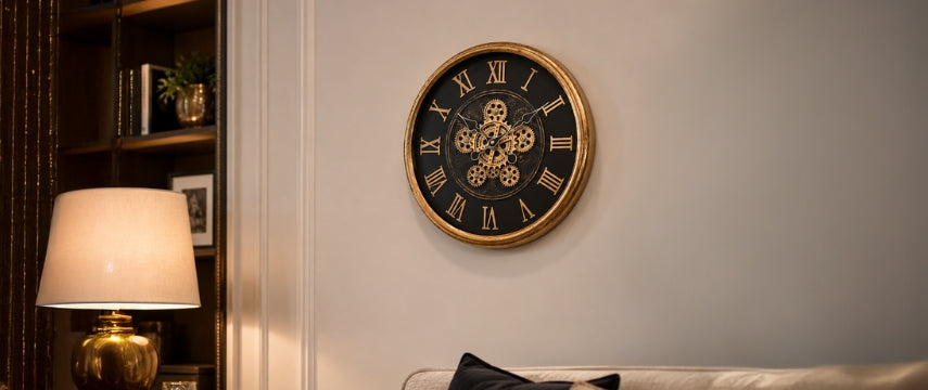 Moving Gears Roman Numeral Wall Clock