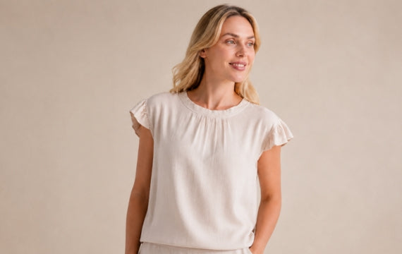 Maisi Round-Neck Selvedge Top