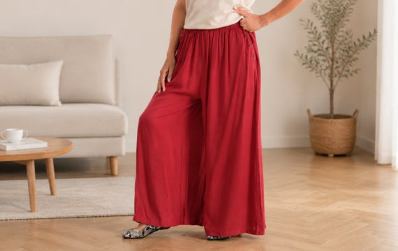 Maisi Wide-Leg Rayon Trousers