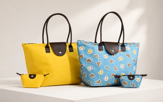 Set of 2 Tote Bags with 2 Cosmetic Bags
