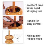 Haldoo Wood Carved Bead Spinner With Stainless Steel Needle. Spinner- 14 x 10.2 cm. Needle- 14 x 2.54 cm. WEIGHT- Approx. 0.55 lbs.