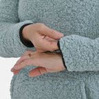 Half Zip Sherpa Sweatshirt With Handy Kangaroo Pocket (Size S) - Blue