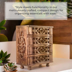 Hand Carved Mango Wood 4 Drawer Chest (Size 22x12x27 cm)