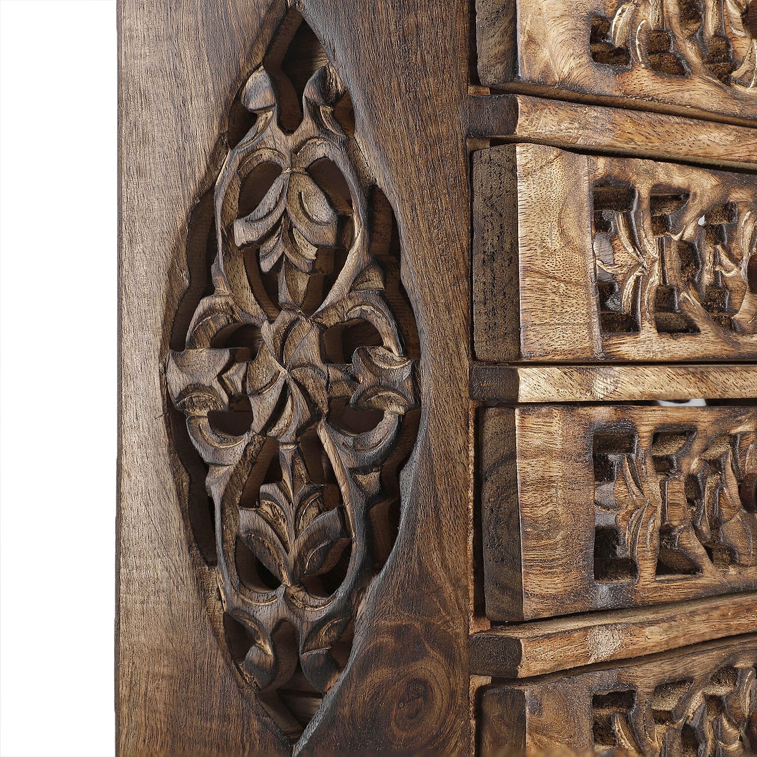 Hand Carved Mango Wood 4 Drawer Chest (Size 22x12x27 cm)