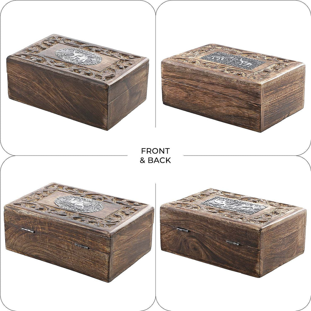 Hand Carved Storage Box (Size 15x10x5 cm) - Natural Brown - Natural Brown