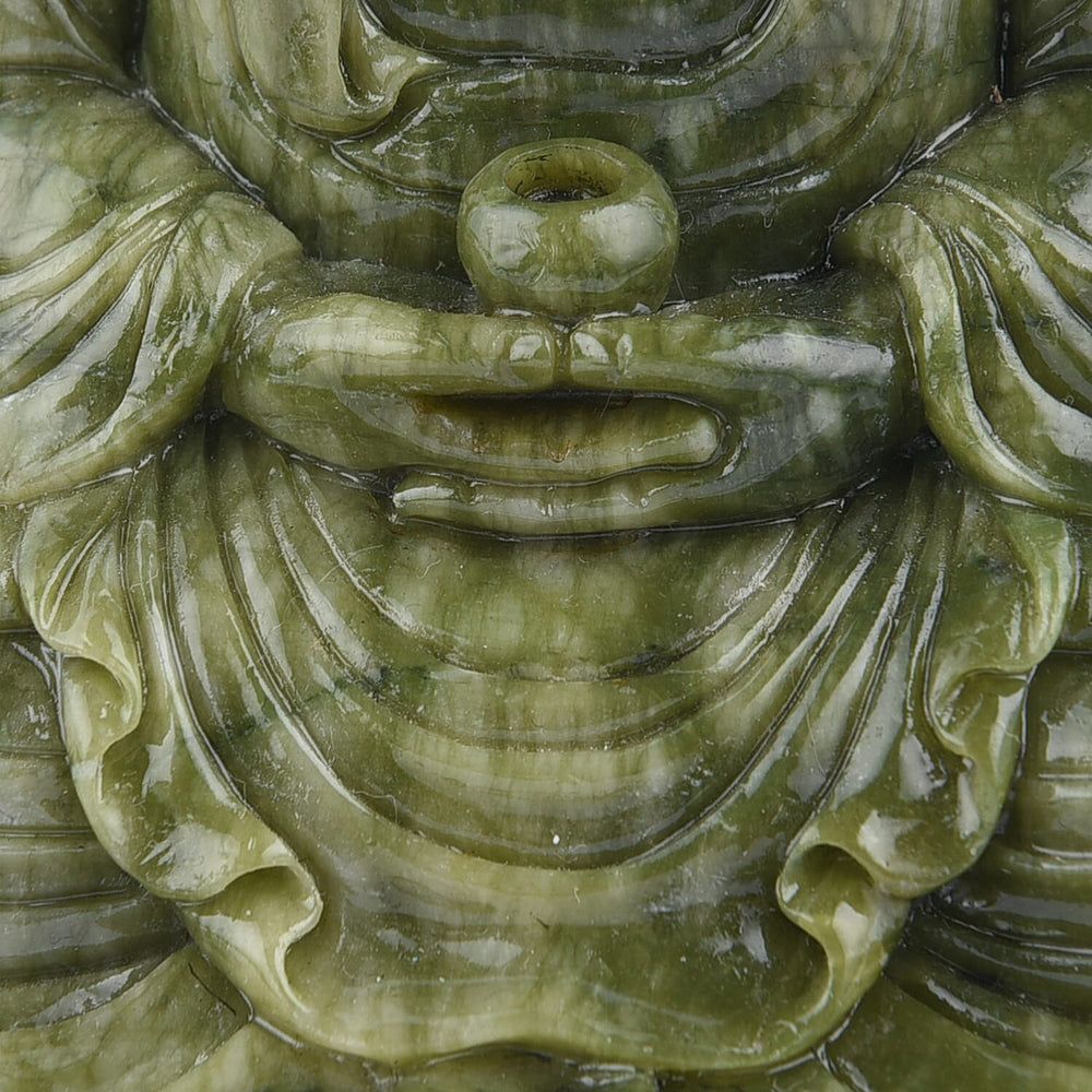 Decorative Handmade Green Serpentine Buddha (Size 20x13Cm)