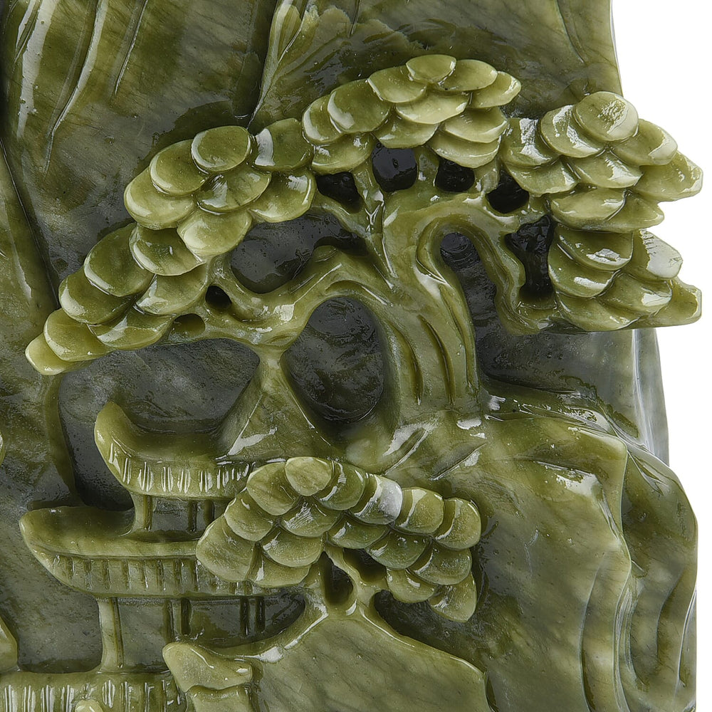 Decorative Handcarved Green Serpentine Landscape (Size 21x18x7 Cm). Total Gem Wt 22000 Cts