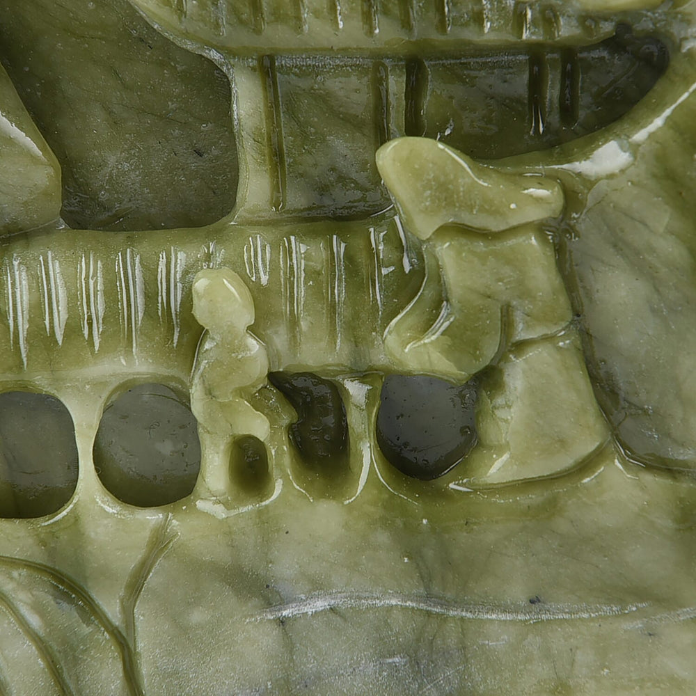 Decorative Handcarved Green Serpentine Landscape (Size 21x18x7 Cm). Total Gem Wt 22000 Cts