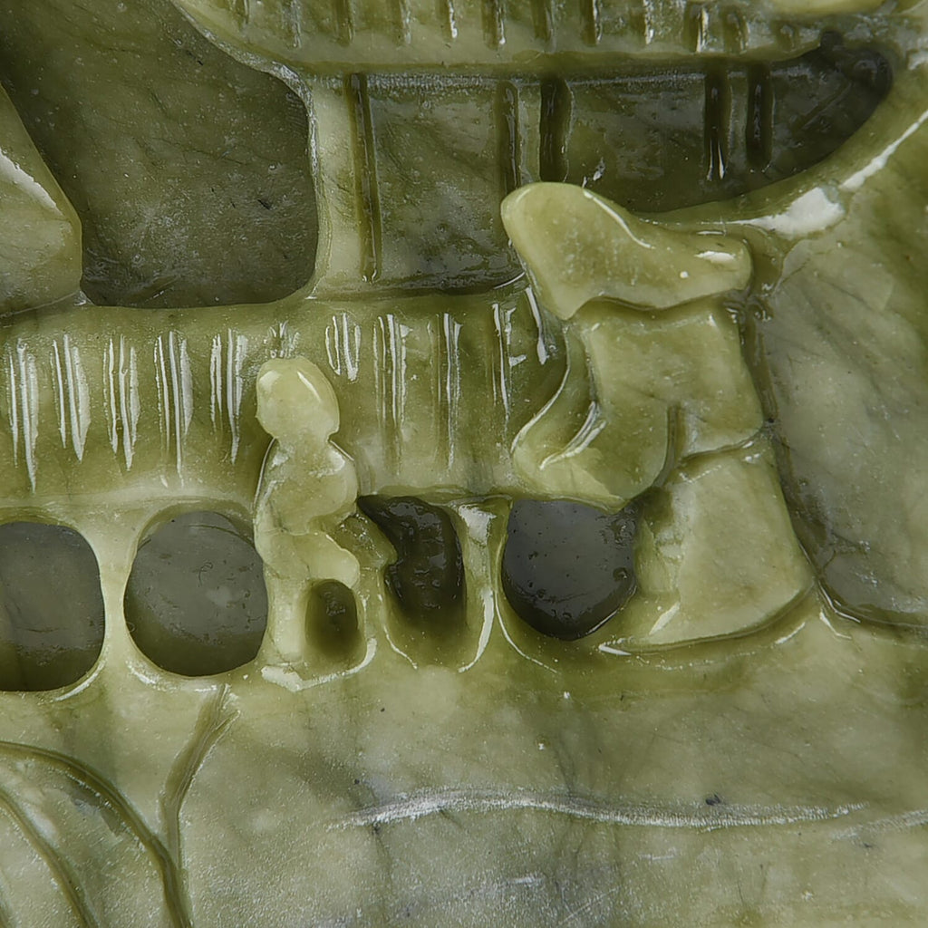 Decorative Handcarved Green Serpentine Landscape (Size 21x18x7 Cm). Total Gem Wt 22000 Cts