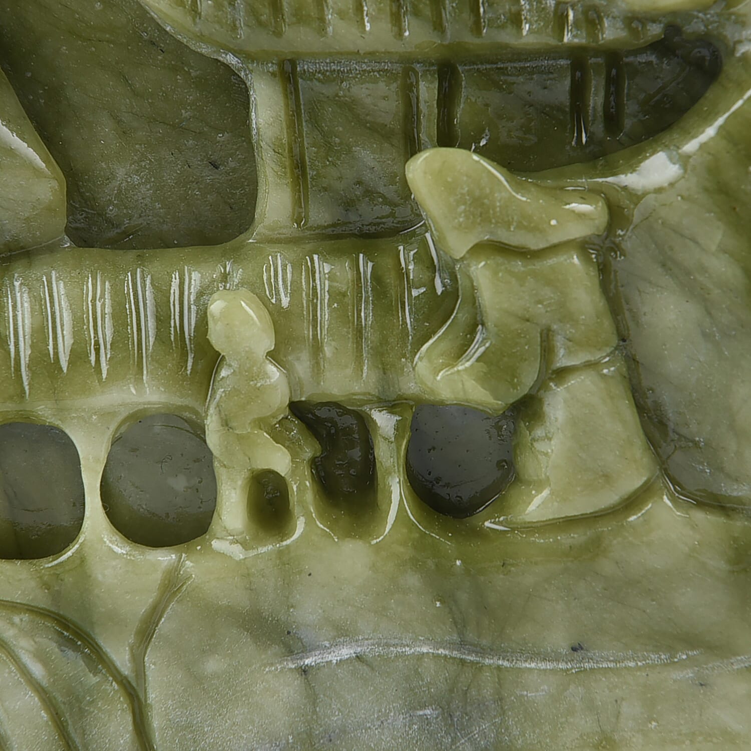 Decorative Handcarved Green Serpentine Landscape (Size 21x18x7 Cm). Total Gem Wt 22000 Cts
