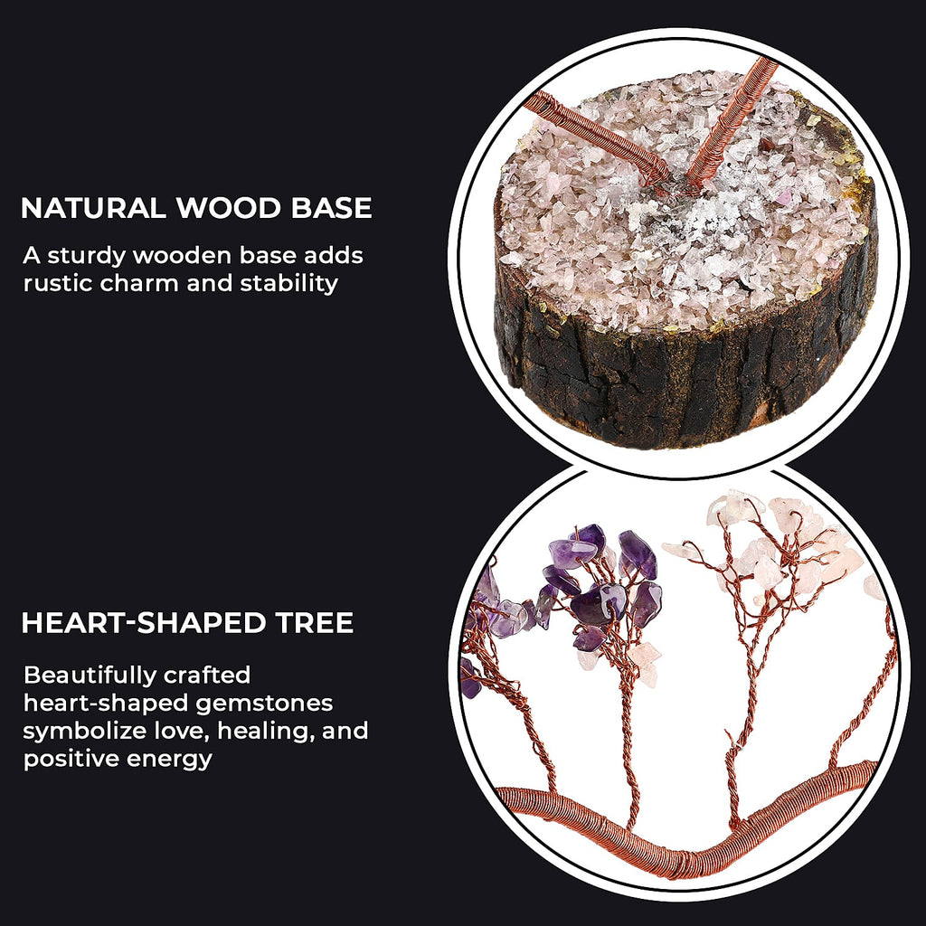 Hand Made Amethyst & White Quartz Heart Tree