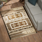 Hand Made 100% Cotton Printed Rug (Size 180x120 cm) - Beige - Green