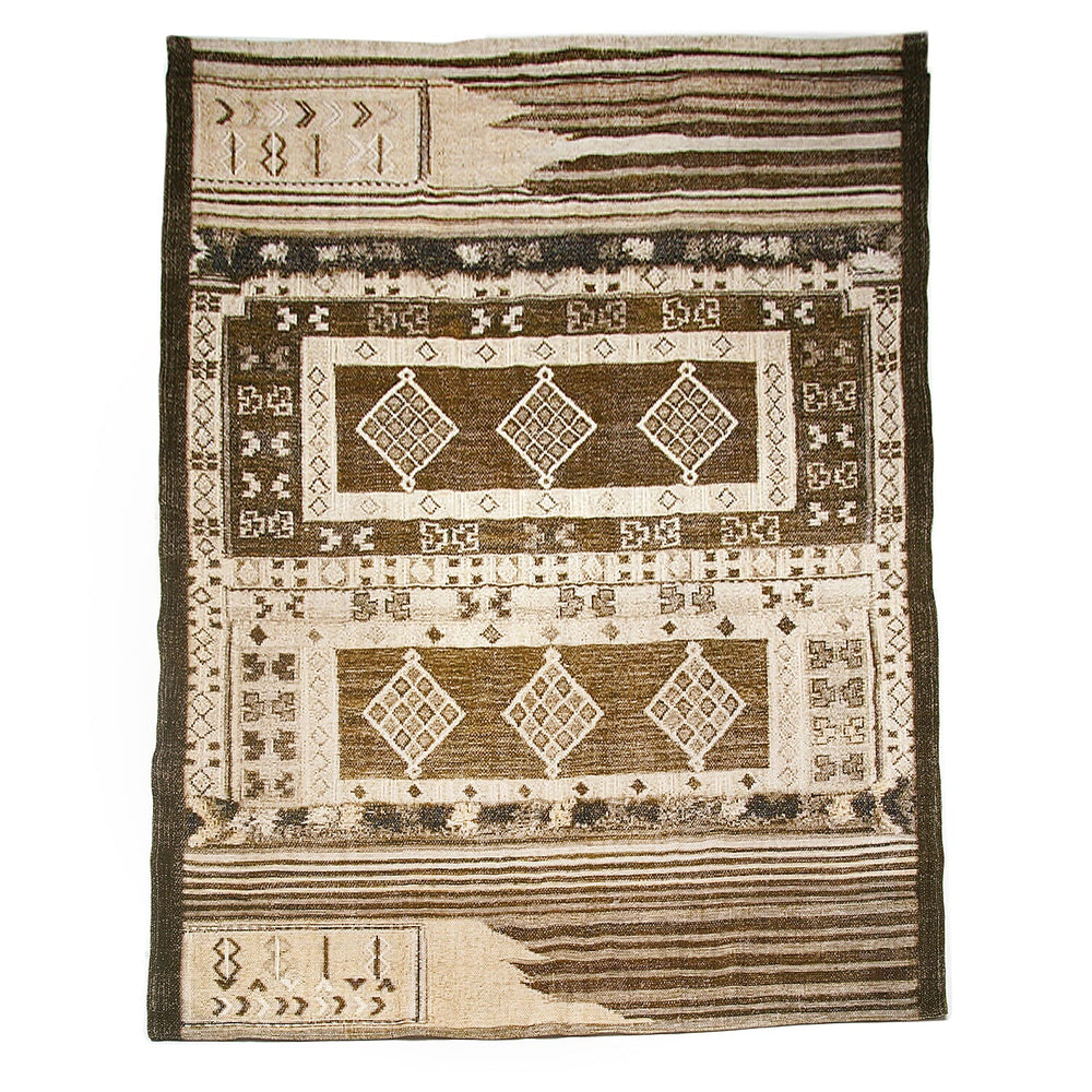 Hand Made 100% Cotton Printed Rug (Size 180x120 cm) - Beige - Green
