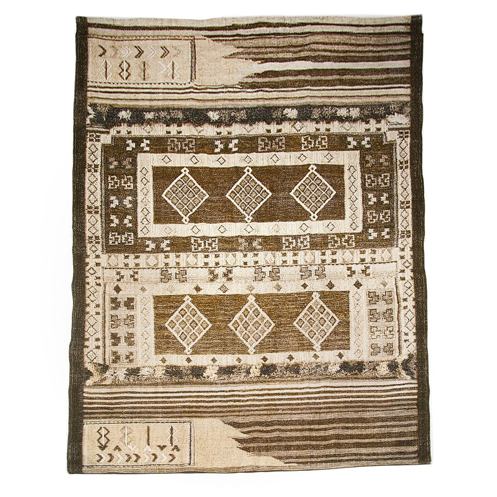 Hand Made 100% Cotton Printed Rug (Size 180x120 cm) - Beige - Green