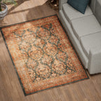 Handmade 100% Cotton Digital Printed Rug (Size 180x120 cm) - Orange and Multi