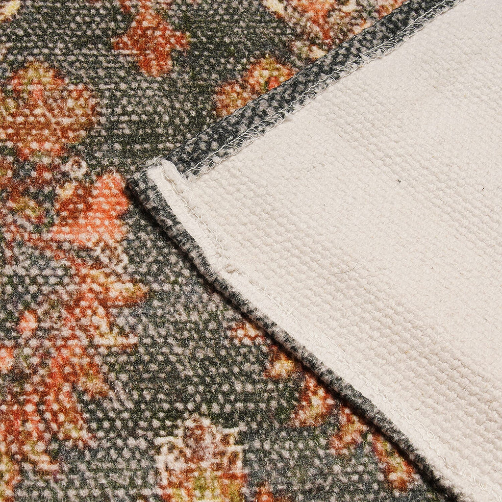 Handmade 100% Cotton Digital Printed Rug (Size 180x120 cm) - Orange and Multi