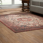 Handmade 100% Cotton Digital Printed Rug with Fringes (Size 180x120 cm) - Red & Multi