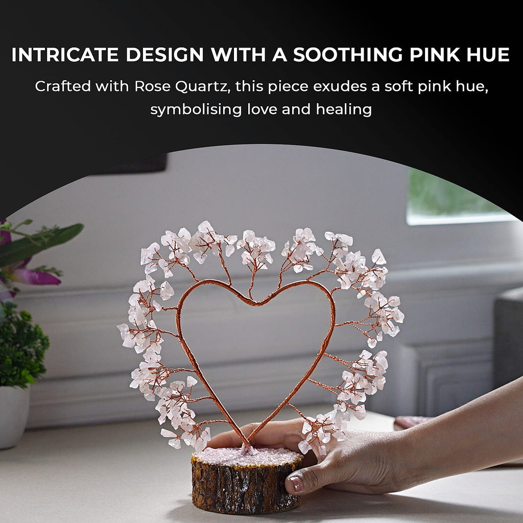 Hand Made Rose Quartz Heart Tree