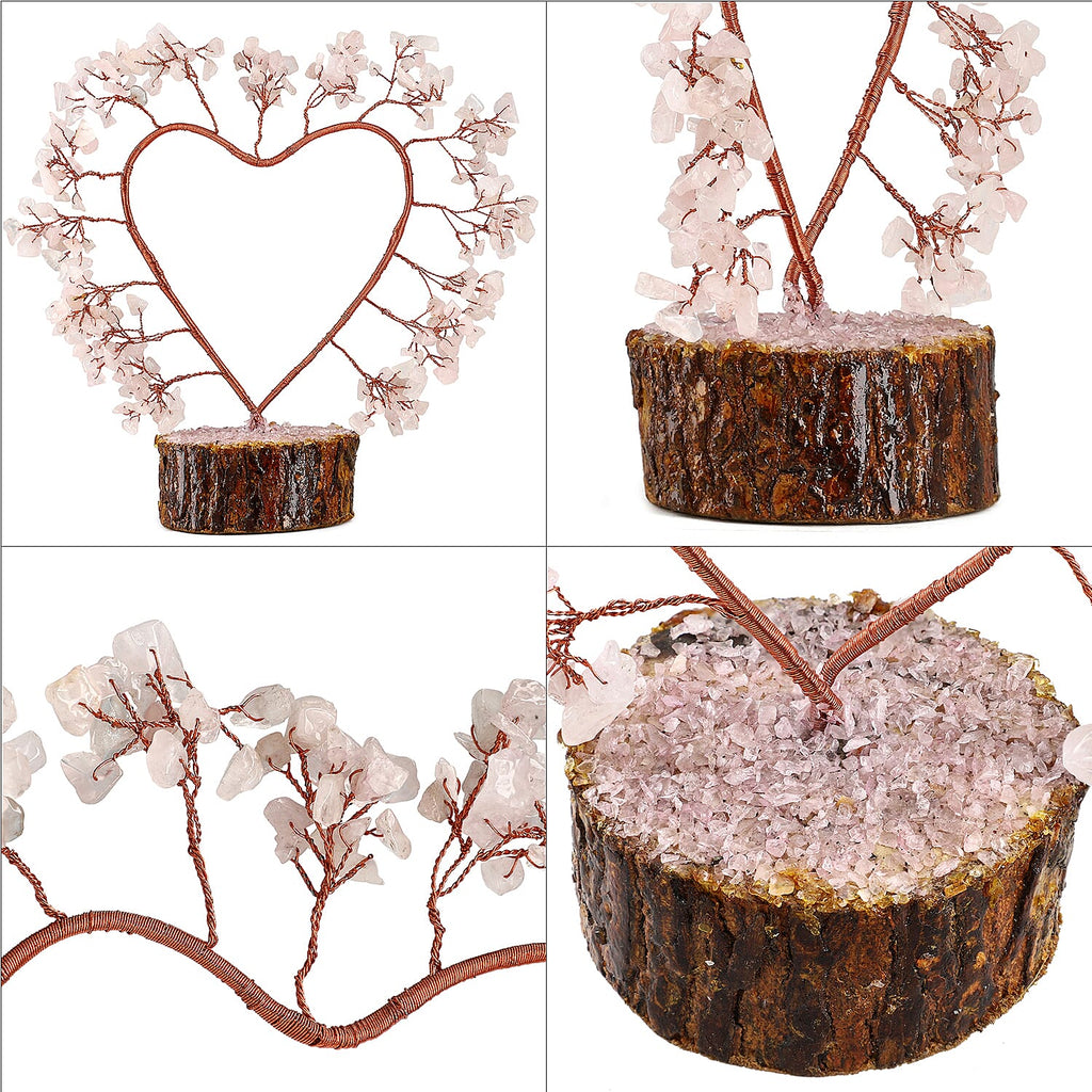 Hand Made Rose Quartz Heart Tree