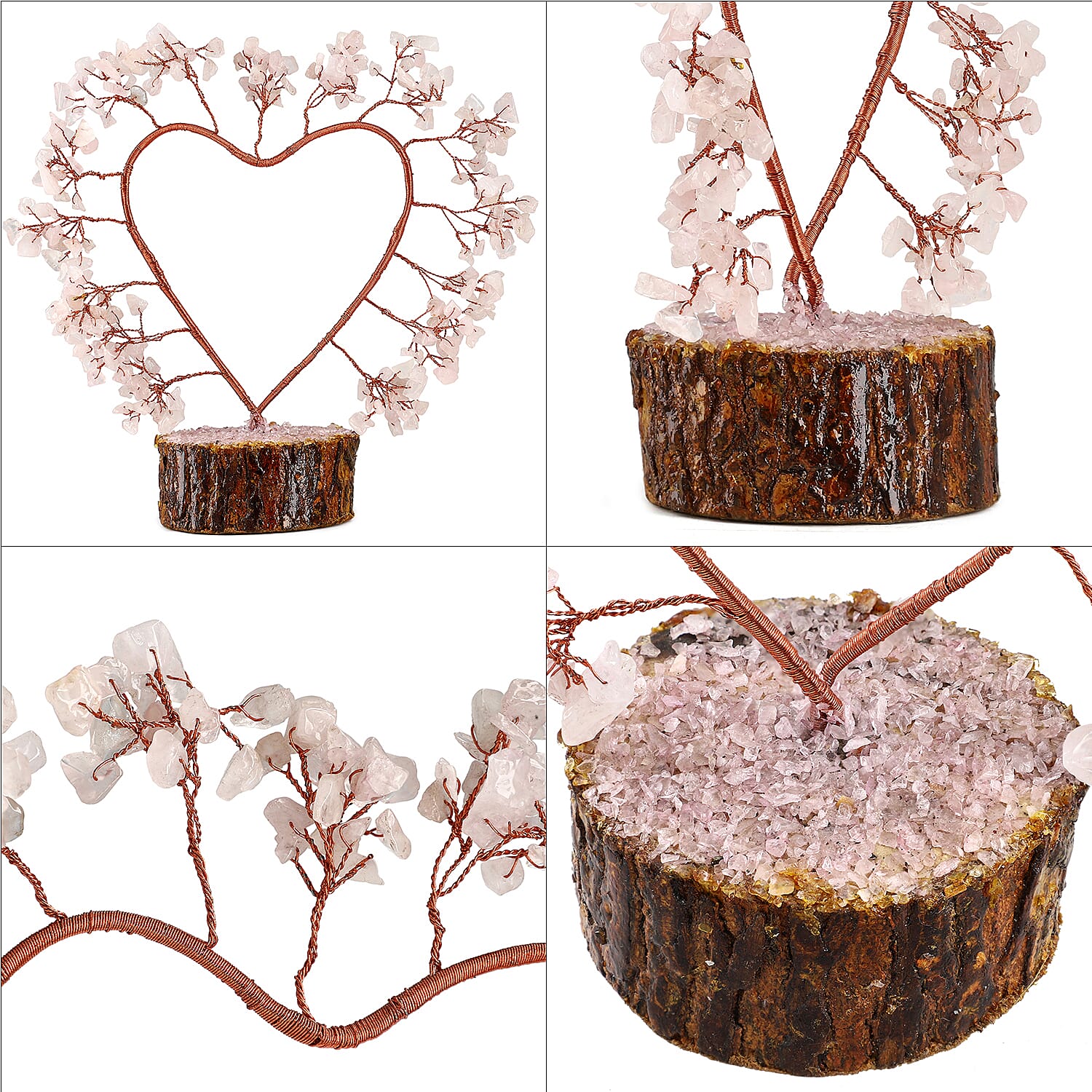 Hand Made Rose Quartz Heart Tree