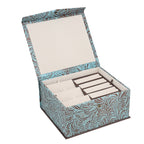 Handcrafted Embossed Leather 2 Tier Jewellery Box - Blue and Multi