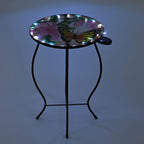 Handcrafted Glass Butterfly & Flower Garden Table with Solar Light - (35.5x35.5x52.5cm) - Multicolor