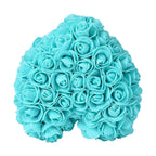 Handcrafted Rose Flower Bear with Bow (Size 28x18x17Cm) - Turquoise Blue