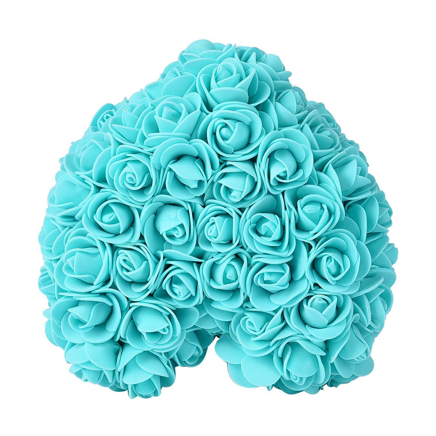 Handcrafted Rose Flower Bear with Bow (Size 28x18x17Cm) - Turquoise Blue