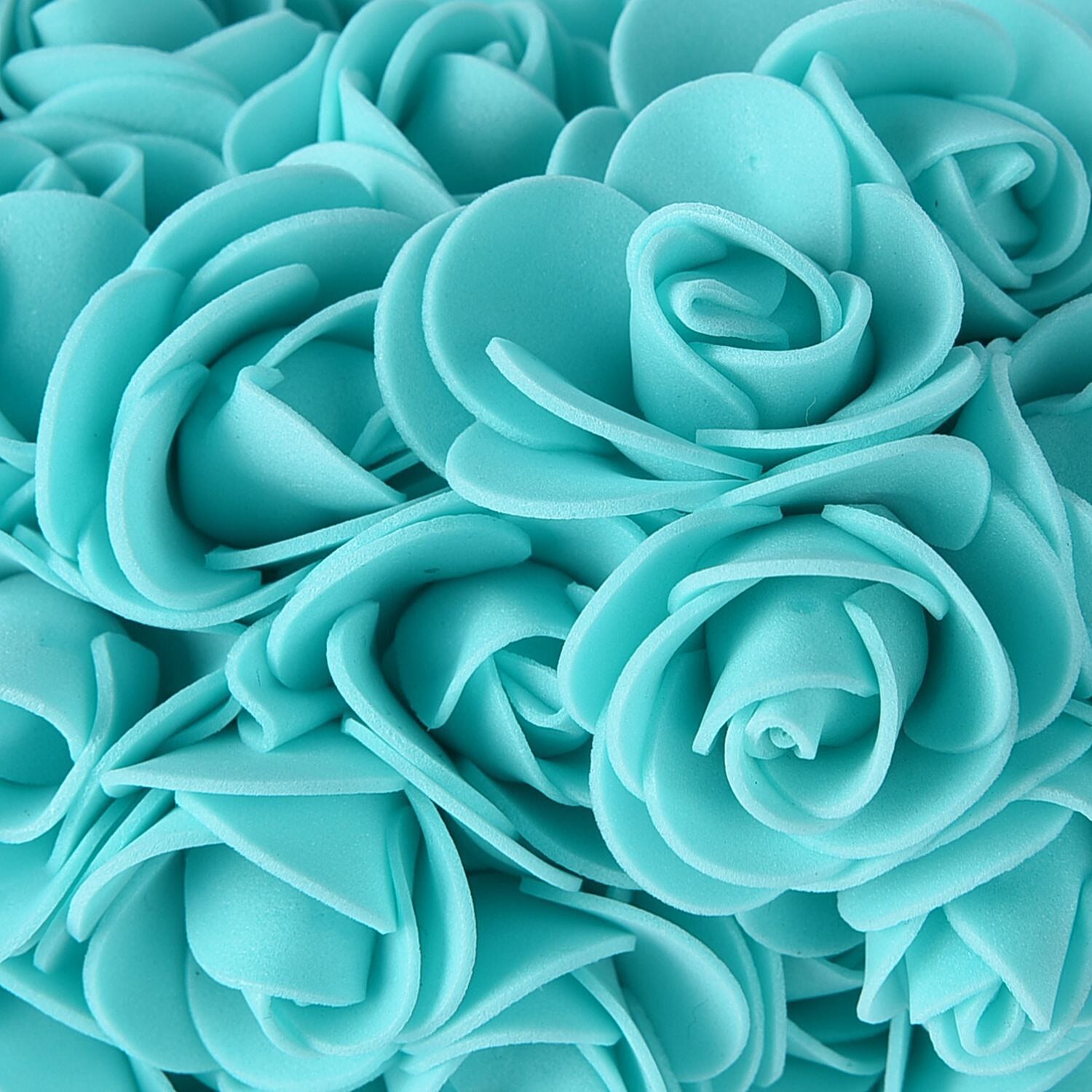 Handcrafted Rose Flower Bear with Bow (Size 28x18x17Cm) - Turquoise Blue