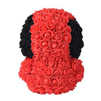 Handcrafted Rose Flower Dog with Bow (Size 28x18x17 Cm)