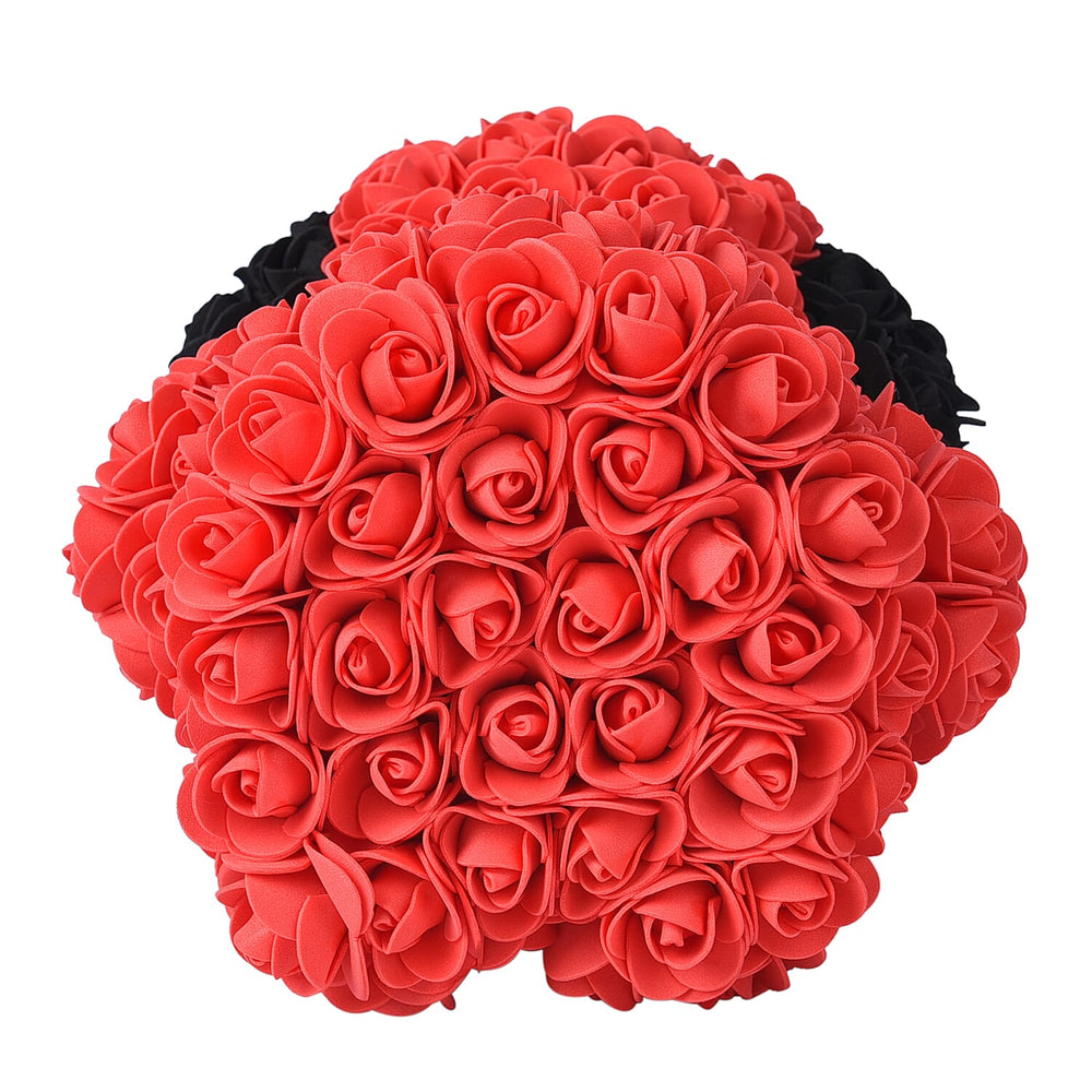 Handcrafted Rose Flower Dog with Bow (Size 28x18x17 Cm)