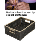 Handcrafted Sabai Grass Towel Basket (Size 30x24x11 Cm) - Black