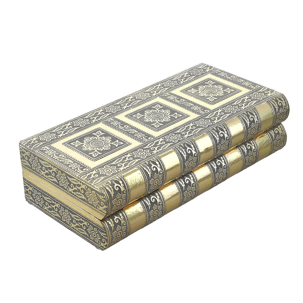 Handcrafted Oxidized Aluminium Storage-Jewelry Box with Mirror (Size 27x13x8 cm) - Gold