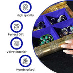 Handcrafted Oxidized Aluminium Storage-Jewelry Box with Mirror (Size 27x13x8 cm) - Gold