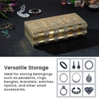 Handcrafted Oxidized Aluminium Storage-Jewelry Box with Mirror (Size 27x13x8 cm) - Gold