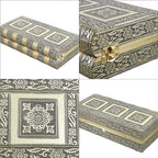 Handcrafted Oxidized Aluminium Storage-Jewelry Box with Mirror (Size 27x13x8 cm) - Gold
