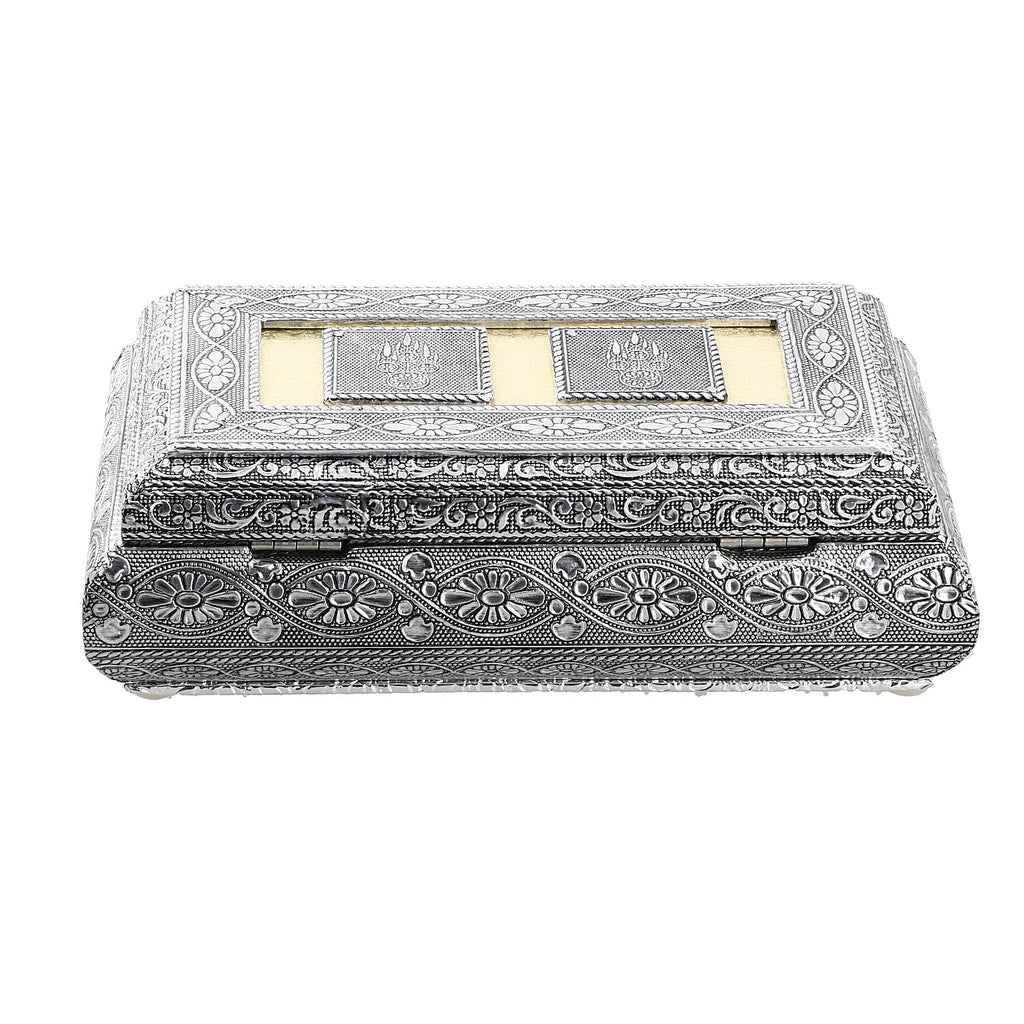 Handcrafted Oxidized Jewellery Storage Box (Size 19.7x12x7.3 cm) - Silver