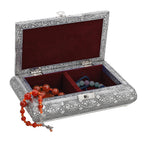 Handcrafted Oxidized Jewellery Storage Box (Size 19.7x12x7.3 cm) - Silver