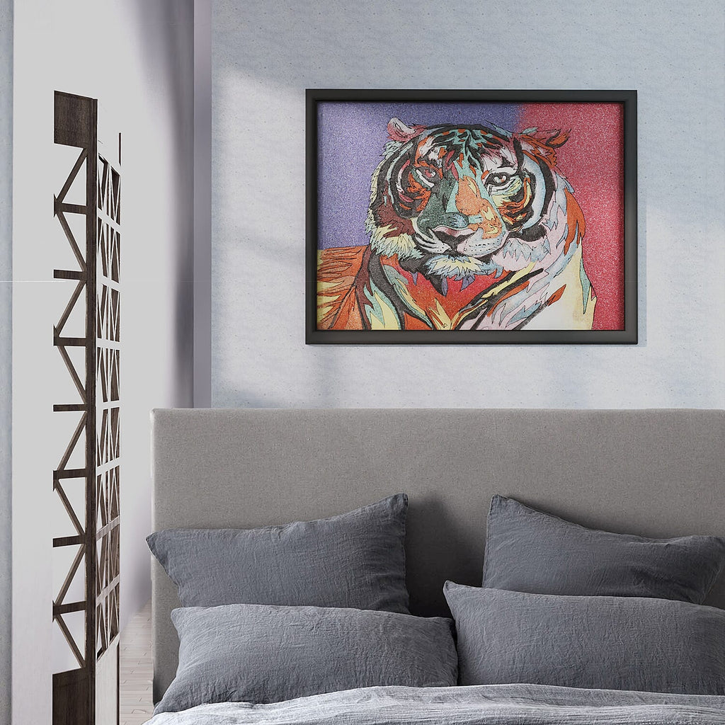 Handcrafted Tiger Gemstone Painting (Size 32x24 Cm)
