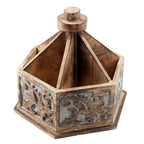 Handcarved Mango Wood Multipurpose Spinner Organizer (Size 24x22x21 cm)