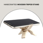 Handcrafted Wooden Tripod Stand (Dia 10 cm) - Natural Wood