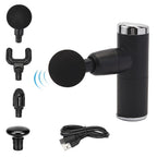 Handheld Rechargeable Deep Tissue Massage Gun with 4 Detachable Massage Head - Black
